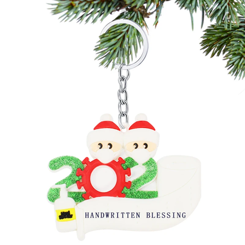 

2020 Christmas gift key chain PVC soft rubber children's lovely gift Santa's handwritten name blessing bag Pendant