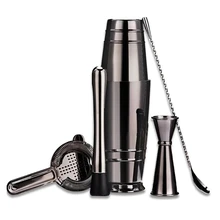 Позолоченный Бостонский шейкер бар набор: 18 унций и 28 унций Бостонский шейкер олово, ситечко для коктейлей, двойной мерный стаканчик, 12 дюймов ложка для смешивания