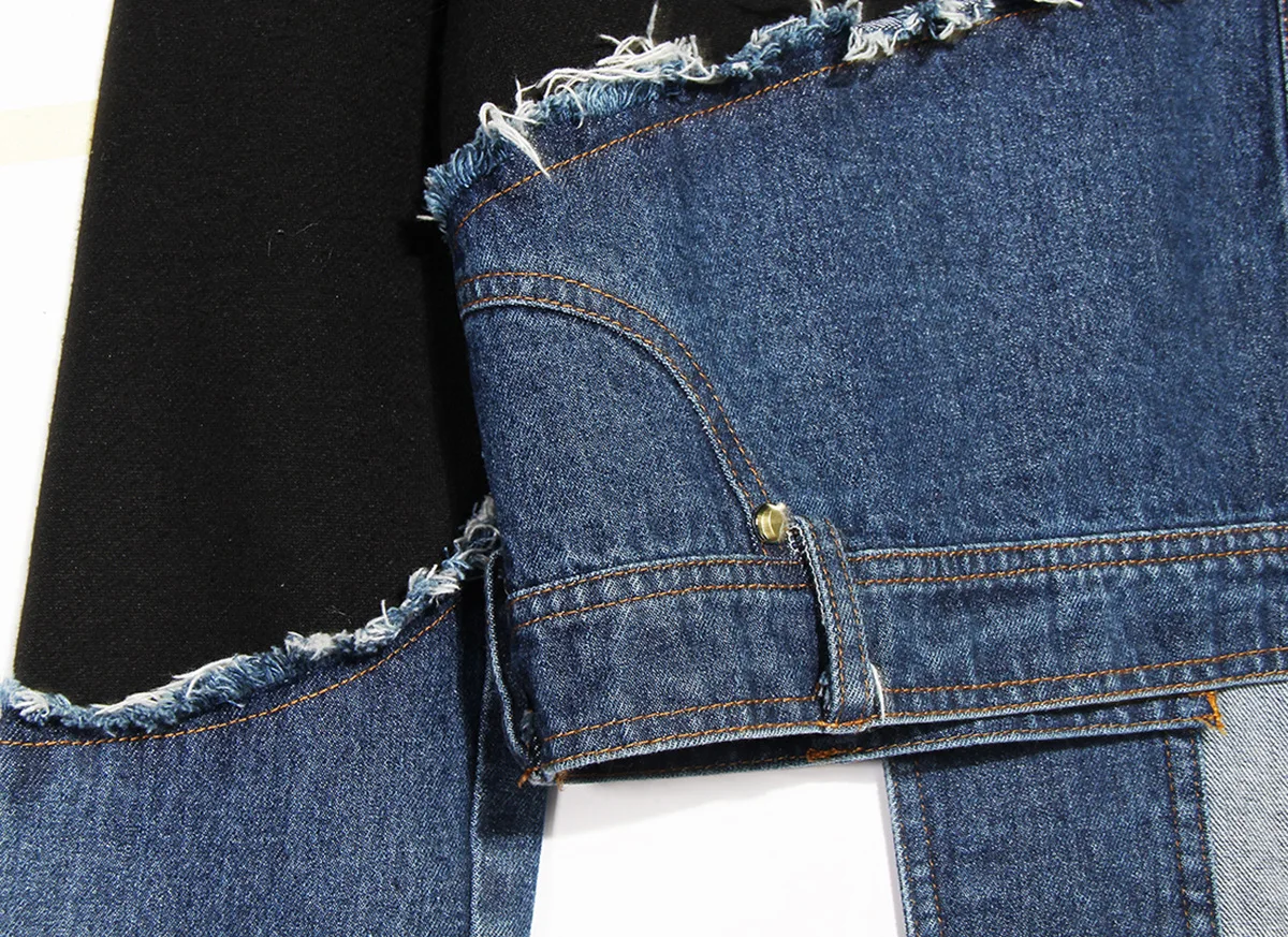 2020 Spring Women Asymmetrical Sweatshirt Cool Non-symmetrical Washing Water Loose Fit Denim Fleece Oversized Casual Outwear 2020 Spring Women Asymmetrical Sweatshirt Cool Non-symmetrical Washing Water Loose Fit Denim Fleece Oversized Casual Outwear