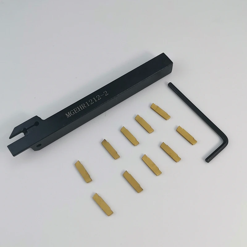 10Pcs MGMN200 Inserts MGEHR1212-2 Lathe Grooving Tool Holder Cut-Off Wrench