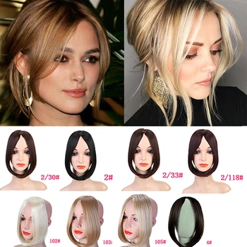 

LUPU Black Brown Clip In Bangs Middle Part Natural Fake Fringe Hair Extensions With High Temperature Fiber Synthetic Hairpieces