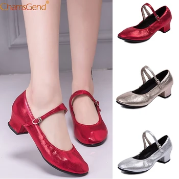

CHAMSGEND Modern Dancing Leather Shiny Dance Sequins Shoes Tango Dancing Shoes High Quality Closed Toe Dancing Party Shoes 2020