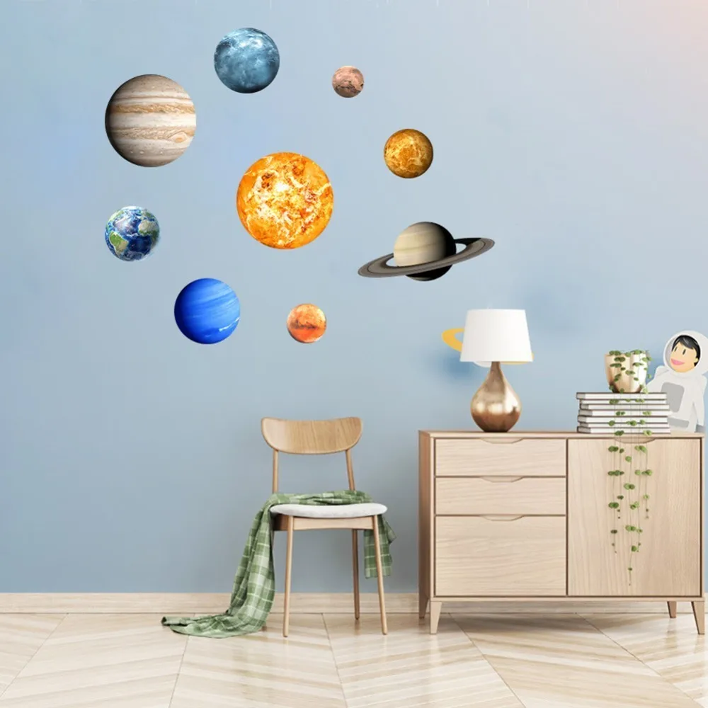 

9 Pcs/Set 9-Planet Solar System Fluorescent Wall Stick Plane Wall Sticker Universe Planet Galaxy Room House Decoration