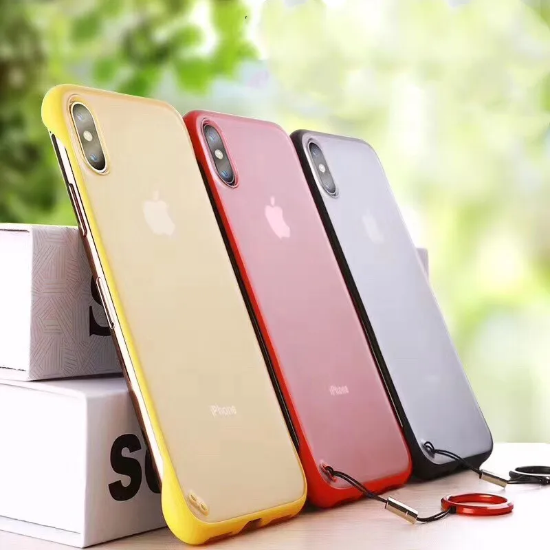 

Frameless Transparent Matte Hard Phone Case For iPhone X 7 6 6S 8 Plus Cover For iPhone XS Max XR With Finger Ring Cases