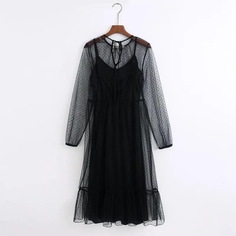 Весна, новое женское платье, блестящая сетка, с тонкими лямками, подкладка внутри, современные женские длинные черные платья