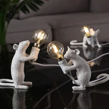 

Resin Mouse Table Light Postmodern Animal Rat Table Lamp Small Mini Cute LED Night Lights Home Decor Desk Lights Bedside Lamp