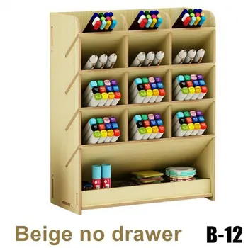 

Office Desk Wooden Organizer Simple Multi-Divided Office Desktop Brush Storage Container Pen Pencil Holder DIY Gift