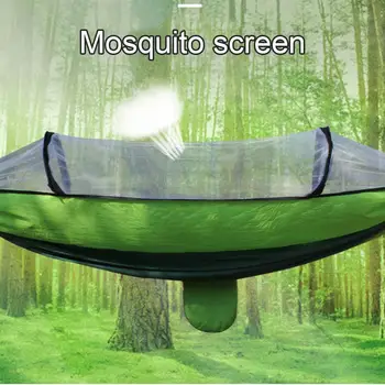 

Sapphire Color Matching WZ-043 Automatic Pole Outdoor Single Double Anti-rollover Nylon Parachute Anti-mosquito Hammock O2I9