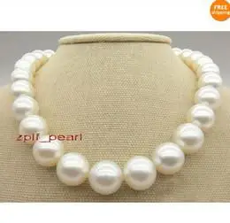 

Fine Pearl Jewelry 17"13-15mm Natural south sea white perfect round pearl necklace 14K