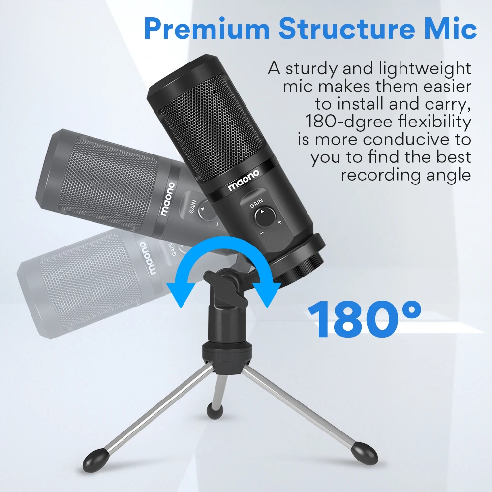 Maono Usb Microphone With Mic Gain 192khz 24bit Podcast Pc Computer Condenser Mic For Recording Gaming Streaming Youtube Pm461tr Microphones Aliexpress