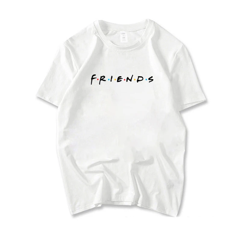 

Friends Short-sleeve T-shirt Summer Letters T Shirt For Girls Women Fashion Round Neck Short Sleeve Tees White Basic Tee Shirt