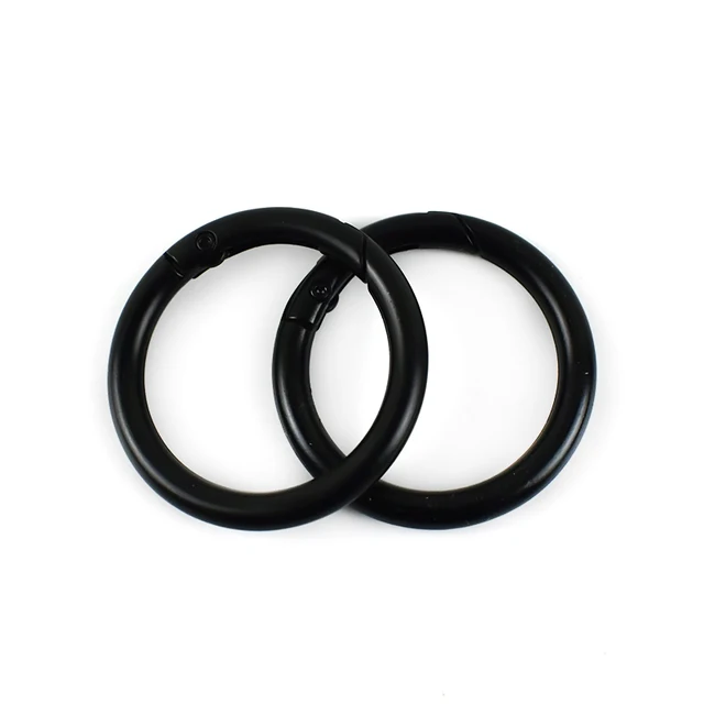 20pcs Meetee 10-50mm Metal Spring O Ring Round Openable Round Snap Hook for Bag Strap Keychain Pendant DIY Sewing Accessories Black