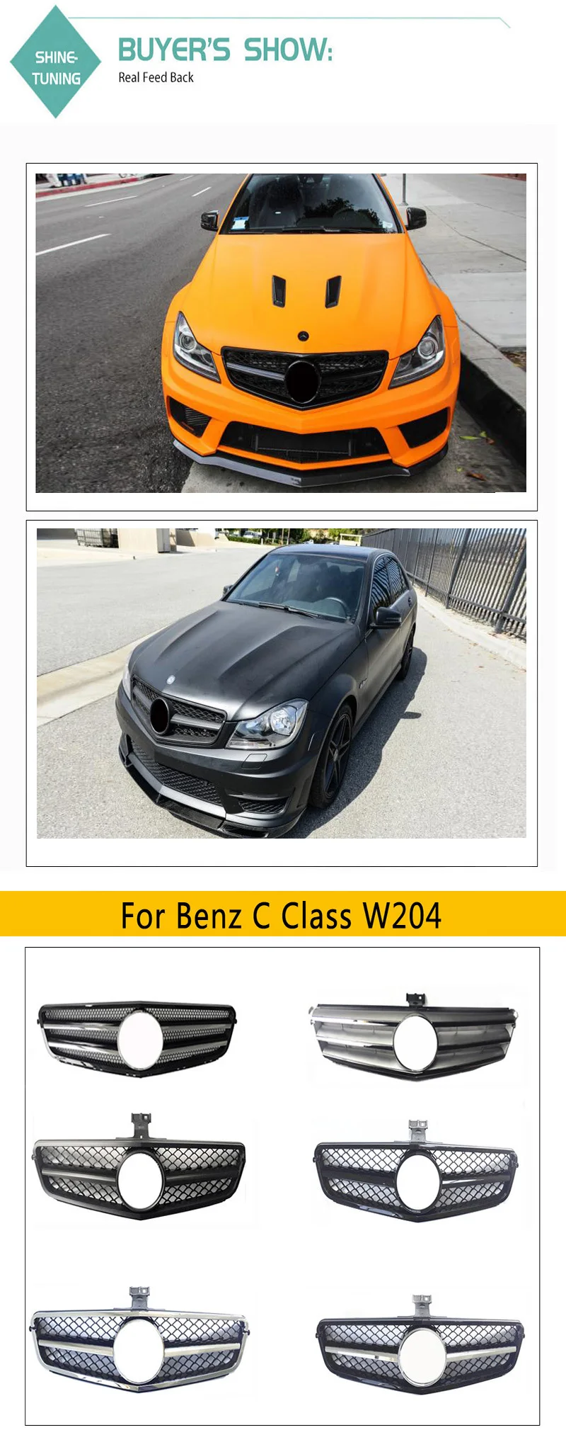 1 шт. ABS авто передний бампер Стайлинг для Mercedes Benz C Класс C63 2008- C180 C250 C300 C200 W204 передняя решетка автомобиля аксессуары