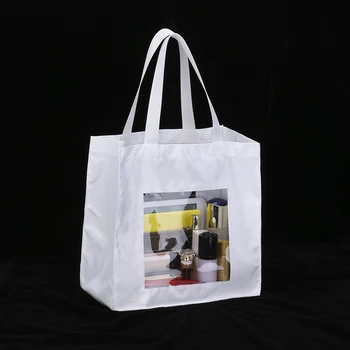 

White tote bag with clear PVC window available for customize