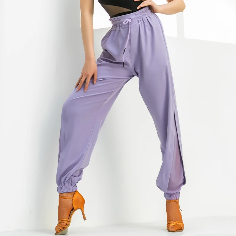 Latin Dance Pants Women Elastic Waist Soft Latin Trousers Rumba Samba Cha Cha Practice Wear Ballroom Competition Clothes