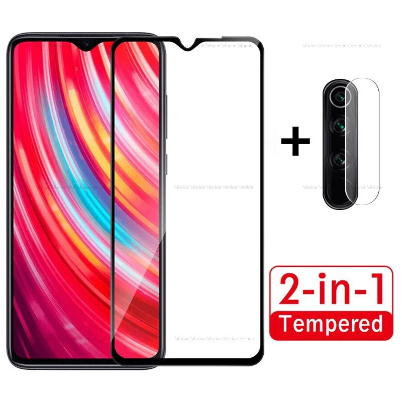 Закаленное стекло 2 в 1 для Xiaom Redmi Note 8 Pro Защитная пленка переднего экрана и Len