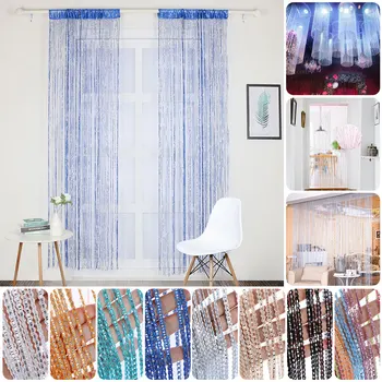 

New 100x200cm Shiny Tassel-Line Curtains Living Room String Curtain Window Door Divider Drape Living Room Valance Home Decor