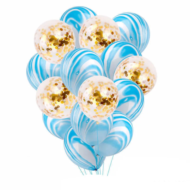 15 шт./партия, металлические конфетти из блесток, агат, латексные воздушные шары, хромированный металлический латексный шар, набор для свадьбы, дня рождения, декоративные шары - Цвет: Синий