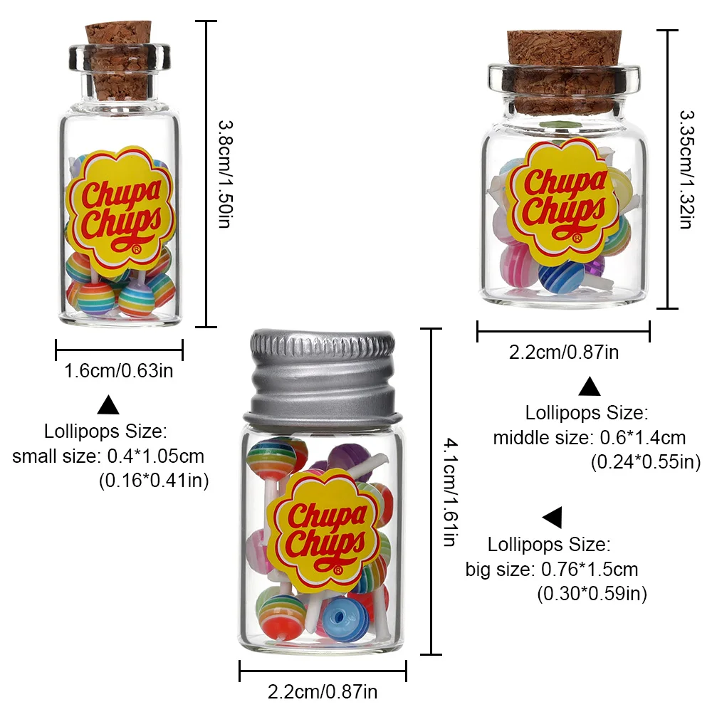 New 1/12 Miniature Food Dessert Sugar Mini Lollipops With Case Holder Candy For Doll House Kitchen Furniture Toys Accessories 5