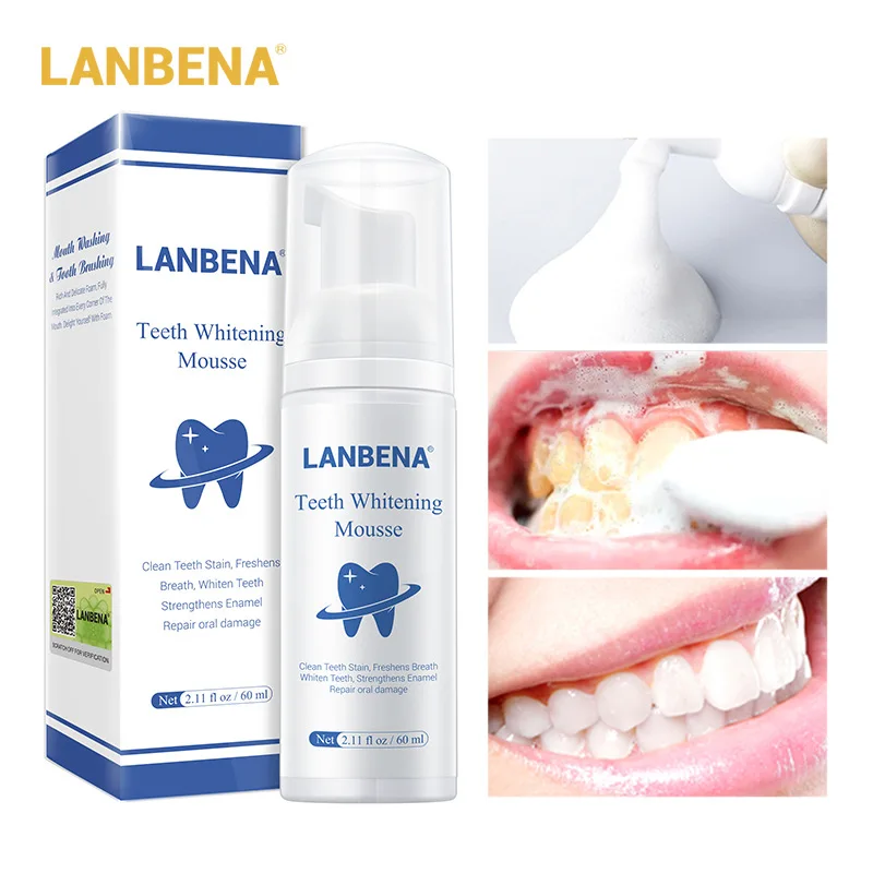 

LANBENA Teeth Whitening Mousse Toothpaste Tooth-Cleaning Fresh Shining Oral Hygiene Removes Plaque Stains Bad Breath 60ml