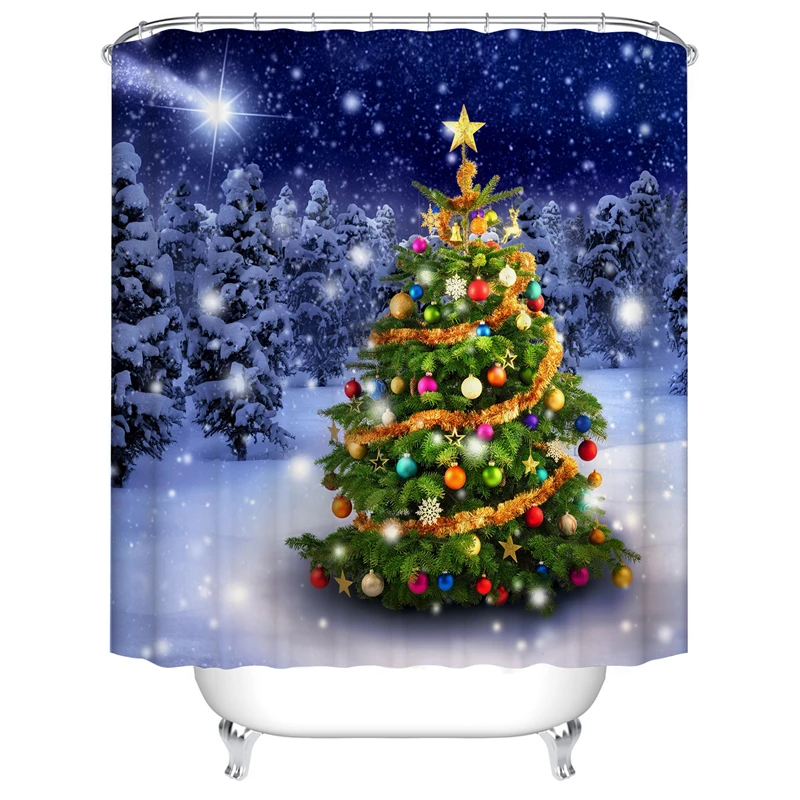 Плесени доказательство для ванной занавески экран cortinas de bano para navidad украшения Рождественские принты занавески для ванной DW187
