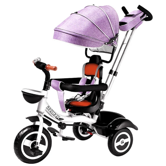 The New S-bend Double-push Four-in-one Children's Tricycle Can Push and Ride Non-inflatable Shock-absorbing Children's Trolley 1
