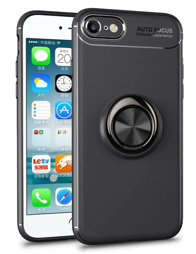 Чехол для iPhone 11 Pro XR XS 5 6 7 8 X ТПУ Скрытая подставка с автомобильным магнитом чехол для Apple iPhone 6 7 8 Plus XS MAX чехол Fundas - Цвет: Black