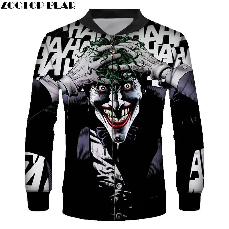 men jacket Mens Clown Jacket Jacket Casual Fashion Mens Sweatshirts Adult Fashion Anime Halloween Zipper Men Long Sleeve