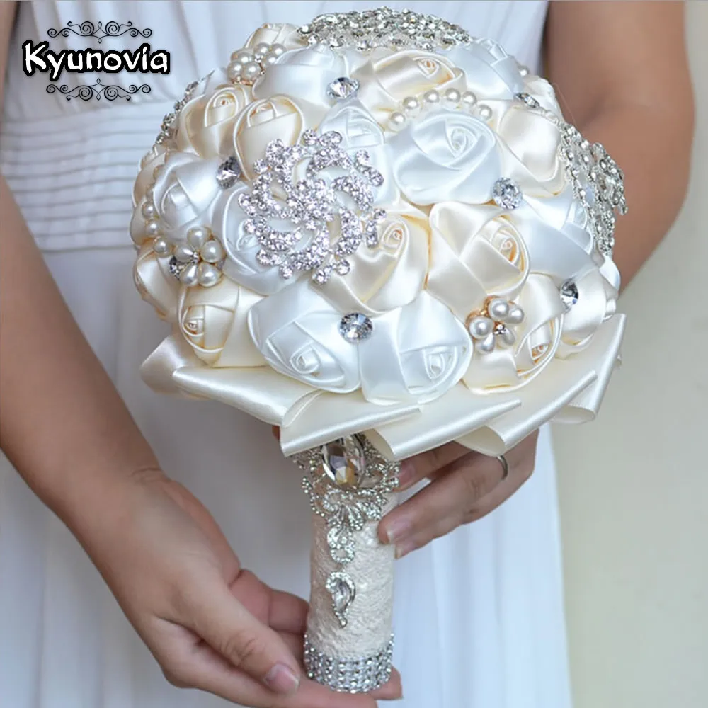 Kyunovia Лучшая цена белый букет из слоновой кости свадебный De Mariage s жемчужные цветы
