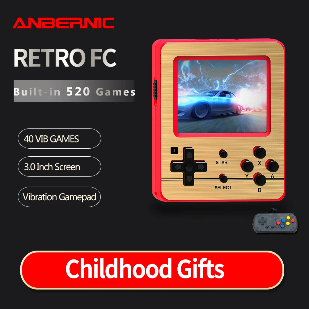

New Xmas ANBERNIC Video game Retro Games 520 600mAh Battery Retro Video Handheld Game Console 3.0 Inch Game Player for Child