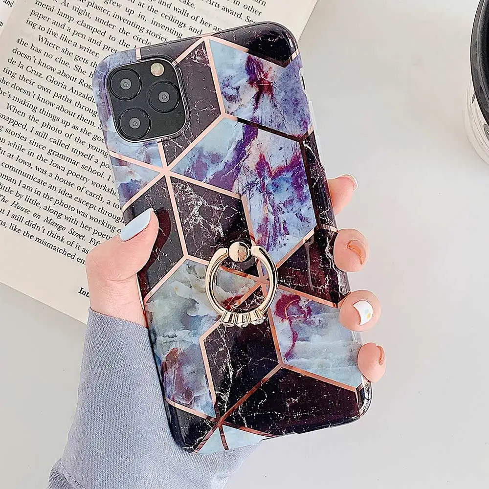 6 Чехол KISS мраморный чехол для телефона с кольцом на палец для iPhone 11 Pro Max Глянцевая Задняя панель для iPhone 6 6S 7 8 XS X XR Coques - Цвет: 6