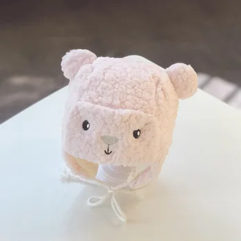 

1PC Soft Fleece Baby Hat winter Cute Ears Cartoon Bonnet Enfant Accessories Baby Cap Cute bear Warm Winter Hats for Kids