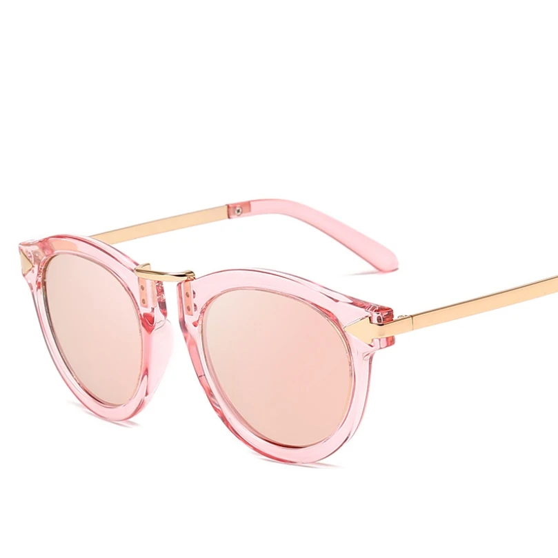 46217 черные, белые, в полоску, классические, трендовые солнцезащитные очки со стрелками, мужские, женские, с металлическими ножками, очки, UV400 - Цвет линз: pink