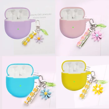 

Fundas For Oneplus Buds Case Luxury colorful Lace Flower Keyring Silicone Case for OnePlus 8 Pro 6/7T Pro Non-slip Earphone Case