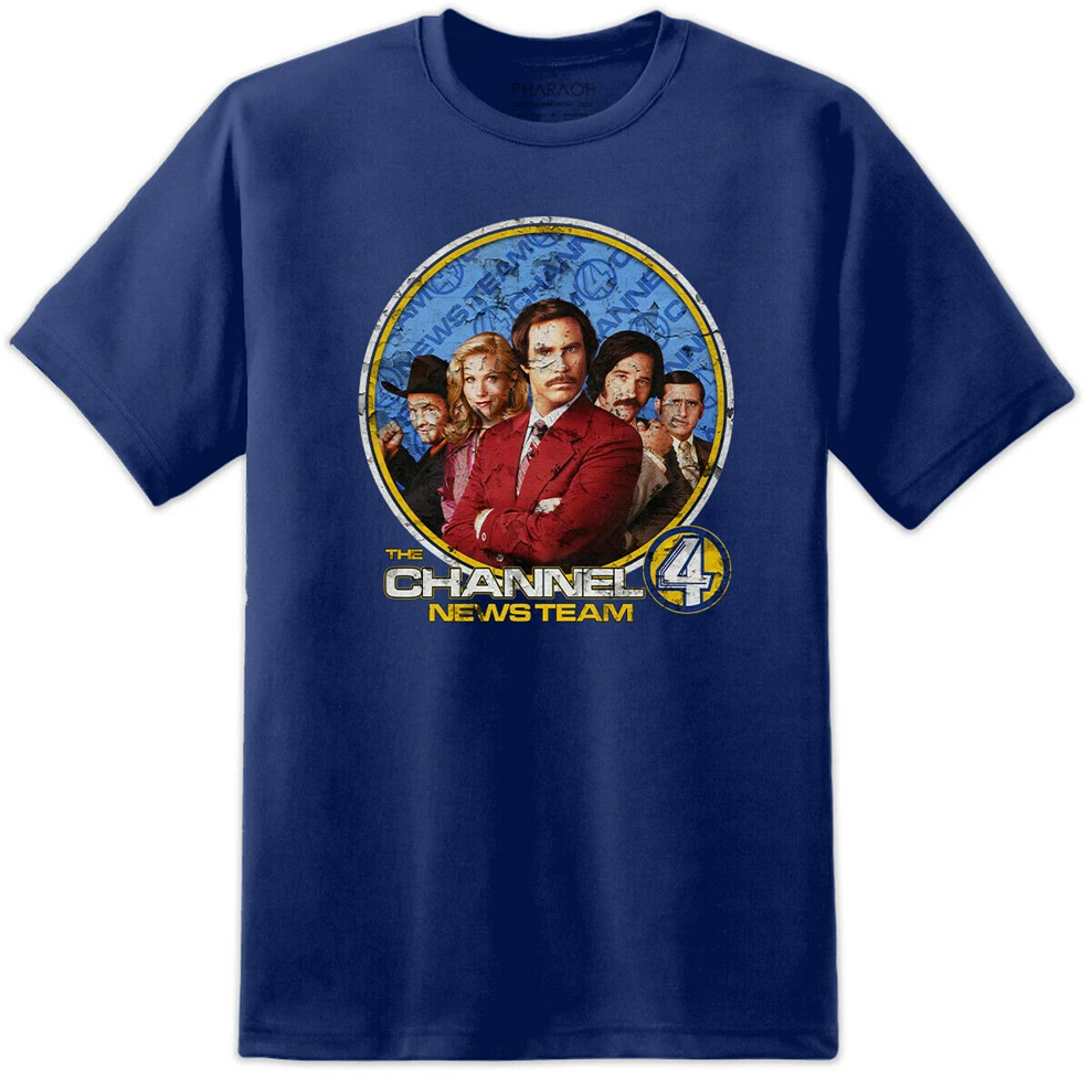 Мужская Anchorman Channel 4 News Team футболка Рон Бургундия Забавный Ретро Классический M Xl 2Xl