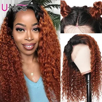 

Unice Hair Wig Red Orange 13x6 Ombre Curly Lace Front Human Wigs Glueless Brazilian Human Hair Wig For Women 10-24 Inches