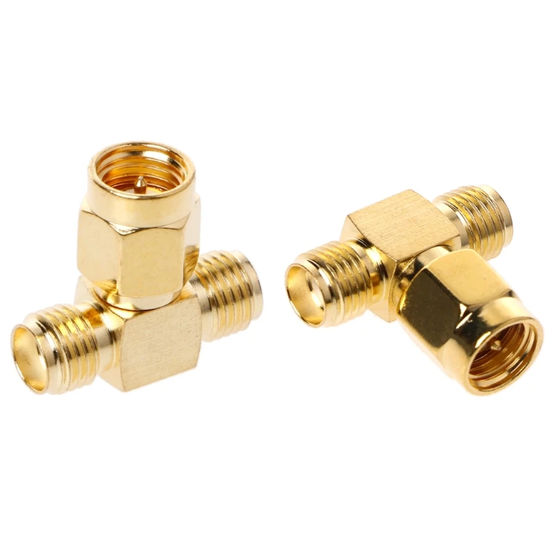 

10PCS 3 Way Splitter SMA Male to Two SMA Female Triple T RF Adapter Connector