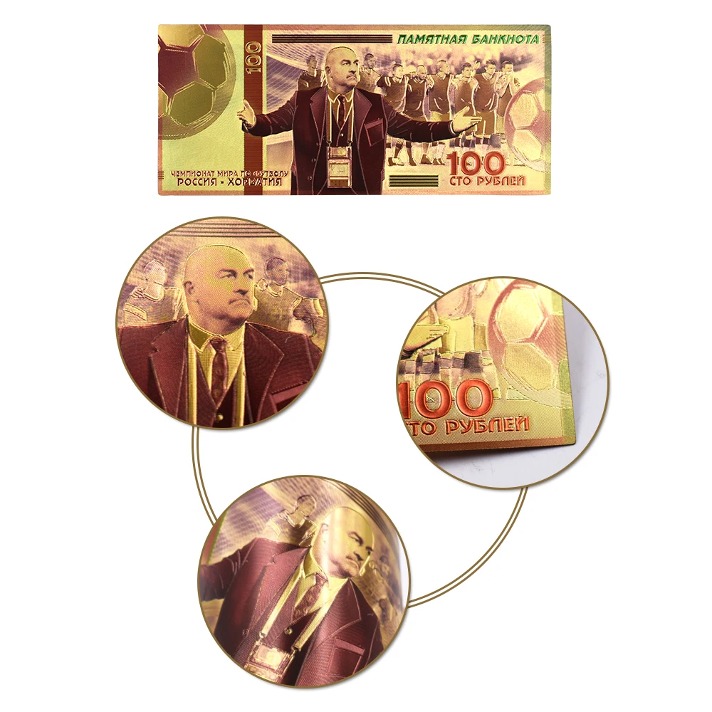 10 шт./лот Цвет Россия банкноты Cherchesov банкнот 100 руб банкнот в 24 К золото Бумага деньги для коллекции