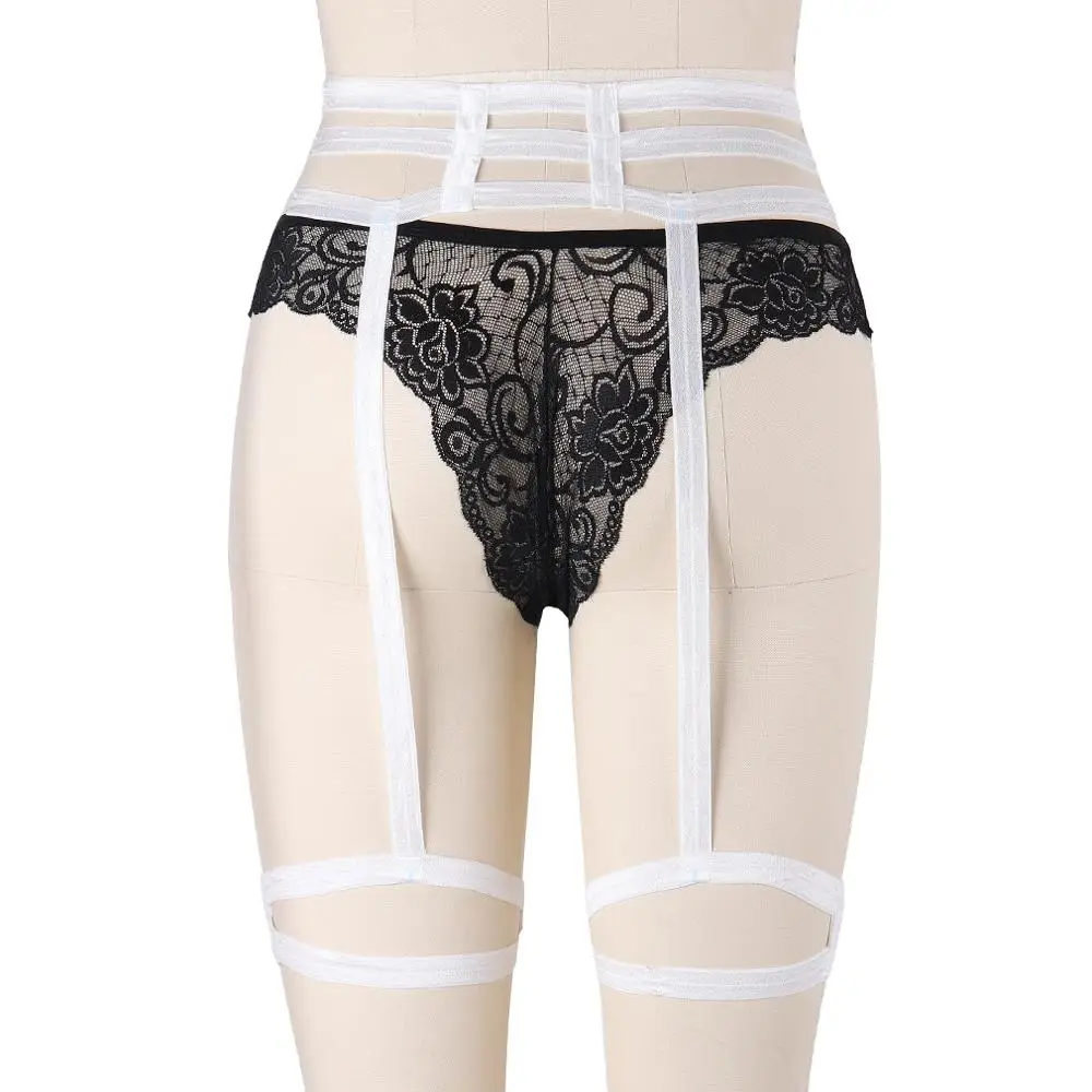 Women pastel goth liguer garter belt stocking body harness strap bra rave wear fetish bondage lingerie cage harness garter belt