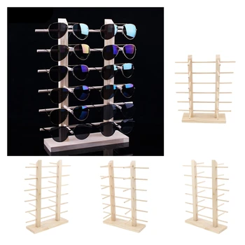 

4x Wood Sunglasses Eyeglass Rack Glasses Display Stand Holder Organizer Tray