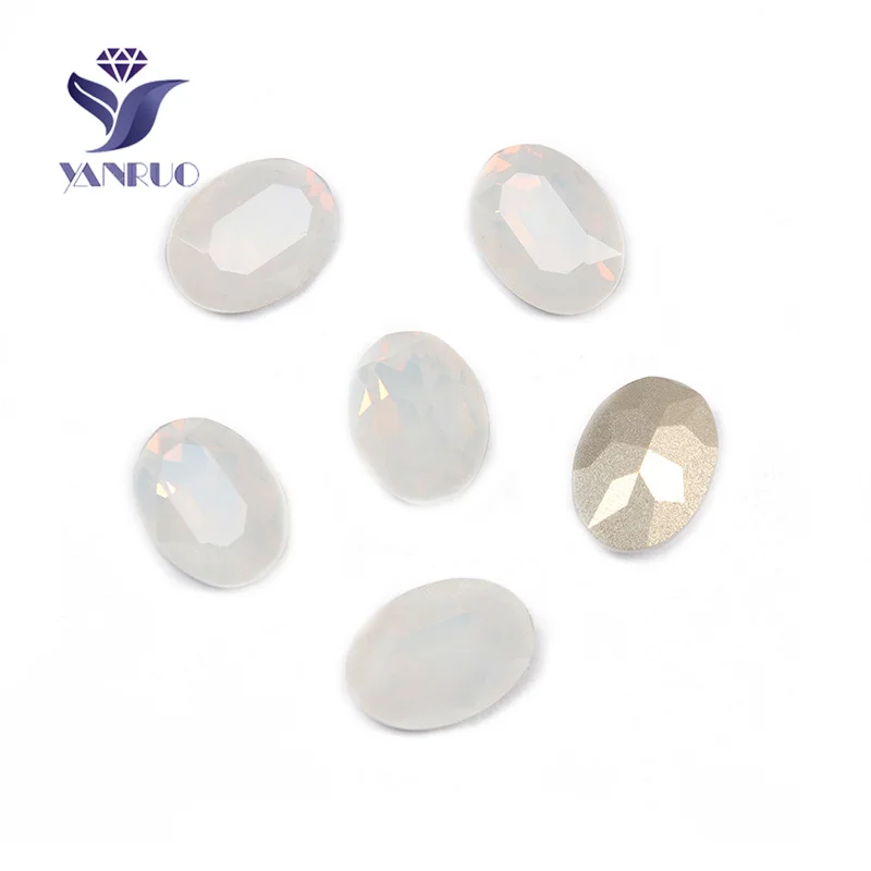 White Opal Yanruo 4120 Овальный нашитые Стразы шила Стекло декоративные камни для пошив одежды Свадебные платья со стразами, украшенные декоративными камнями - Цвет: White Opal