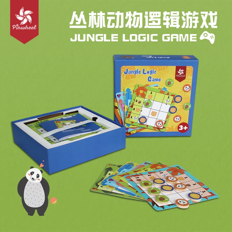 

Pinwheel CHILDREN'S Toy Jungle Animal with Numbers Logic Board Game Set Parent And Child Interactive Board Game Grids