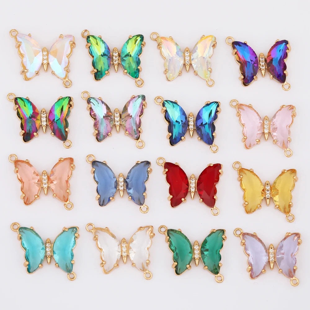 

WHSOK 40Pcs 21*18MM Jewelry Accessories/Butterfly Shape/Earrings Pendants/CZ Charms/Connectors/Jewelry Findings & Components