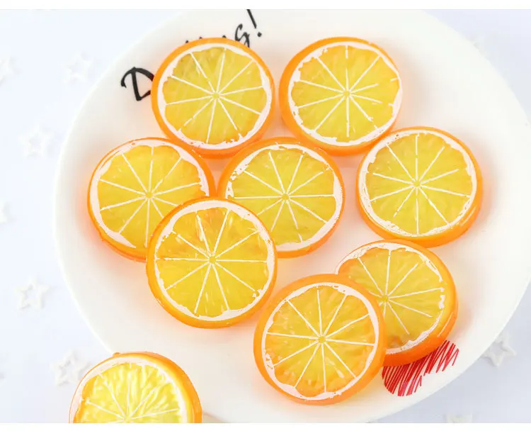 Mini Artificial Fruit Simulation Lemon Slices 3 Colors Resin Fake Artificial Fruit Model Party Kitchen Wedding Decoration QW183 (2)
