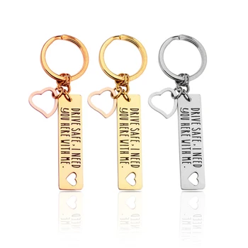 

Personalized Stainless Steel Key Chain Women Custom Engraved Keyring Keychains Drive Safe Driving Jewelry Gift Key Ring Chains