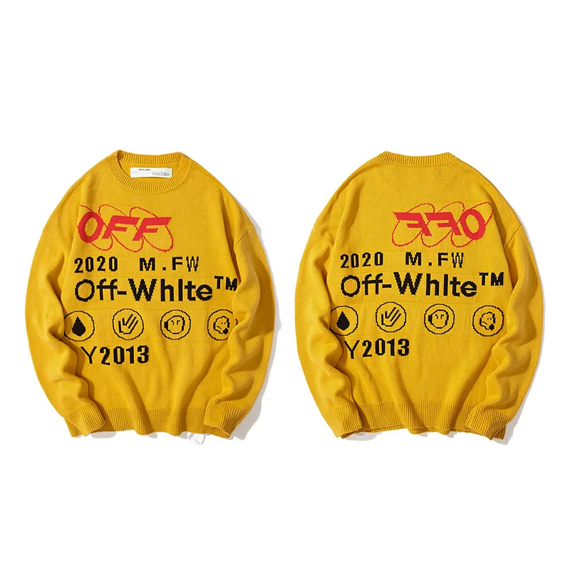 

new top 19ss OFF WHITE Ginger Wool Knit christmas men sweaters womens winter clothes