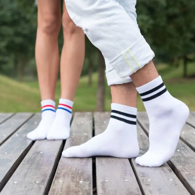 5 пар, мужские минималистичные длинные носки с двумя полосками, эластичные ребристые Чулочные изделия