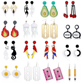 

16 Styles Statement Acrylic Resin Lightweight Colorful Large Dangle Open Square Oval Drop Dangle Earrings Kit For Women