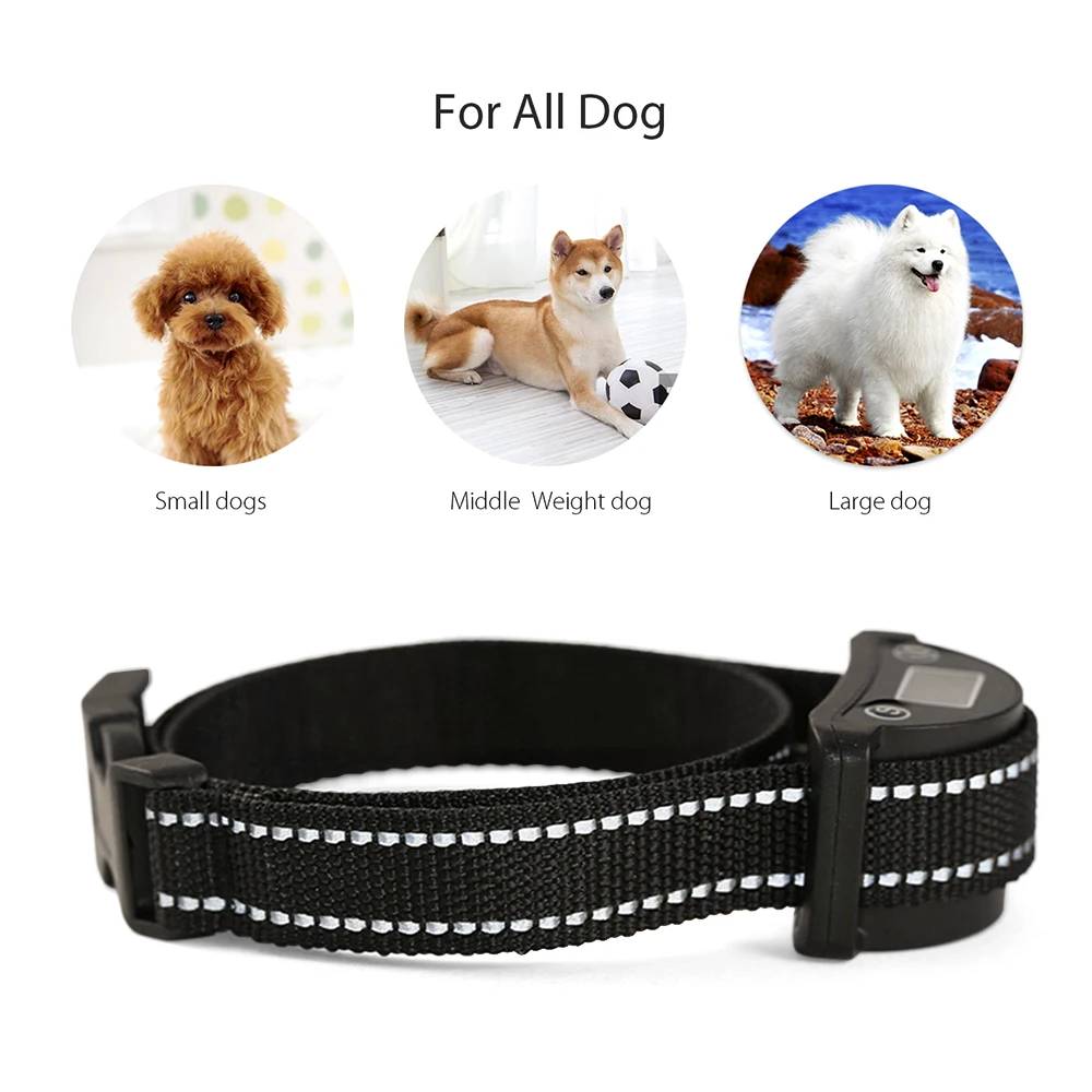 

New Dog Anti Bark Collar Reflective Strap Dog Training Collar Electric Shock Collar Rechargeable Waterproof Pet Training Product