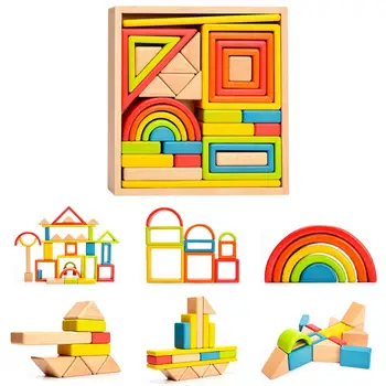 

Colorful Wood Rainbow Building Blocks Arched Building Blocks Wooden Stack High Toys For Children's Baby Gifts
